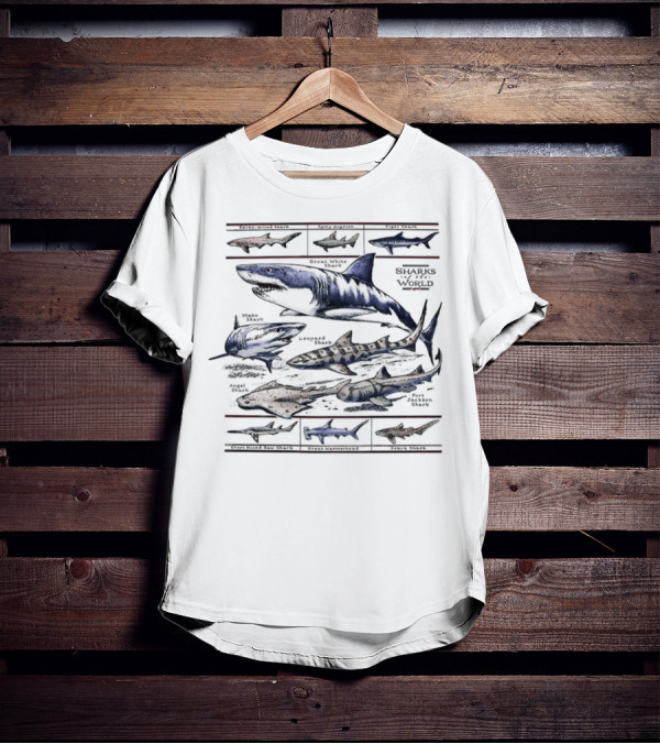 Field Guide Sharks World Marine Life Species Chart T-Shirt