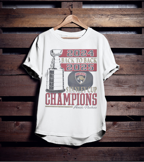 Florida Panthers 2024 2025 Back To Back Stanley Cup Champions Vintage 47 White T-Shirt