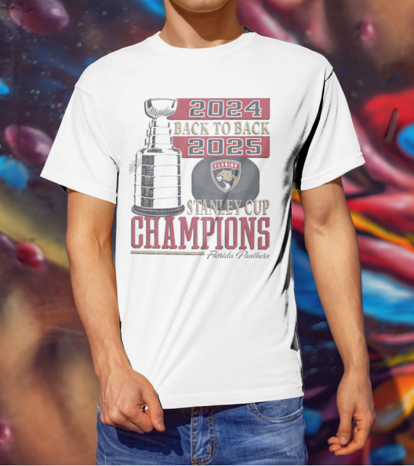 Florida Panthers 2024 2025 Back To Back Stanley Cup Champions Vintage 47 White T-Shirt