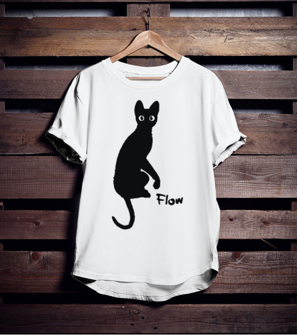 Flow Movie India Ink Cat Silhouette T-Shirt