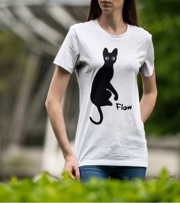 Flow Movie India Ink Cat Silhouette T-Shirt