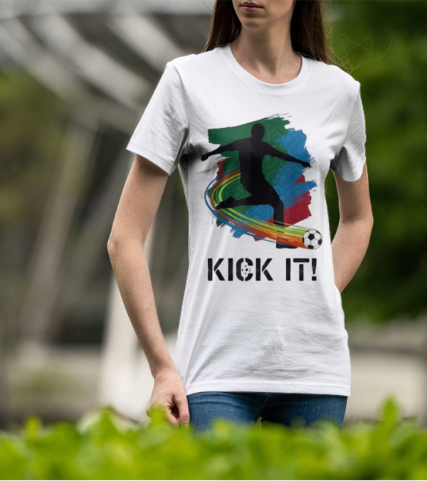 Kick It Soccer Player Rainbow Trail T-Shirt