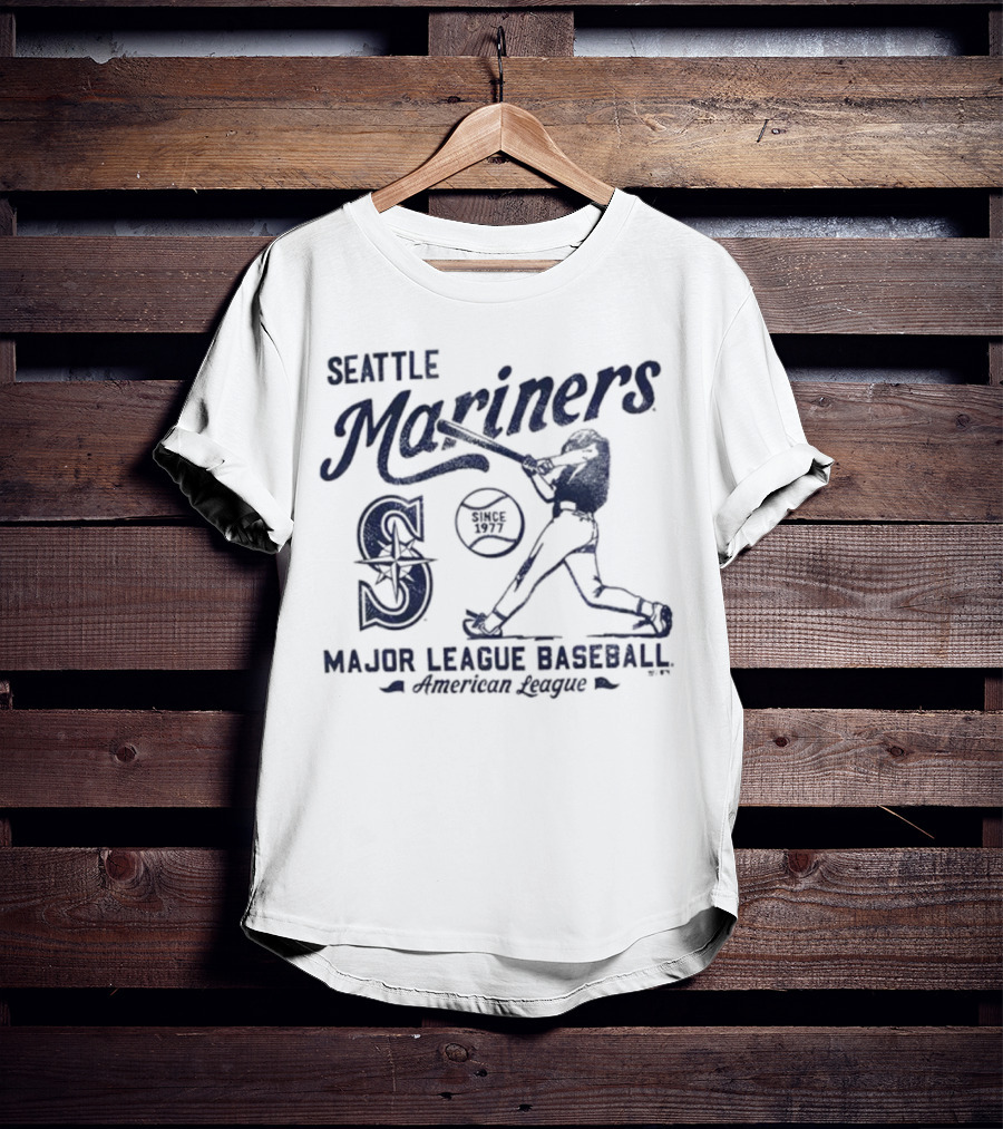 Seattle Mariners Major League Baseball Regional Foundation Slogan Player Silhouette T-Shirt