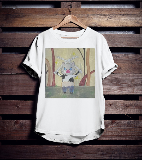 Boarbeef Inosuke Inspired Drawing Two Swords Forest Background T-Shirt