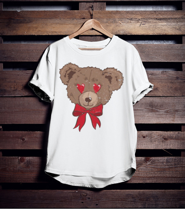 I Love You Beary Much Heart Eyes Teddy Bear Red Bow T-Shirt