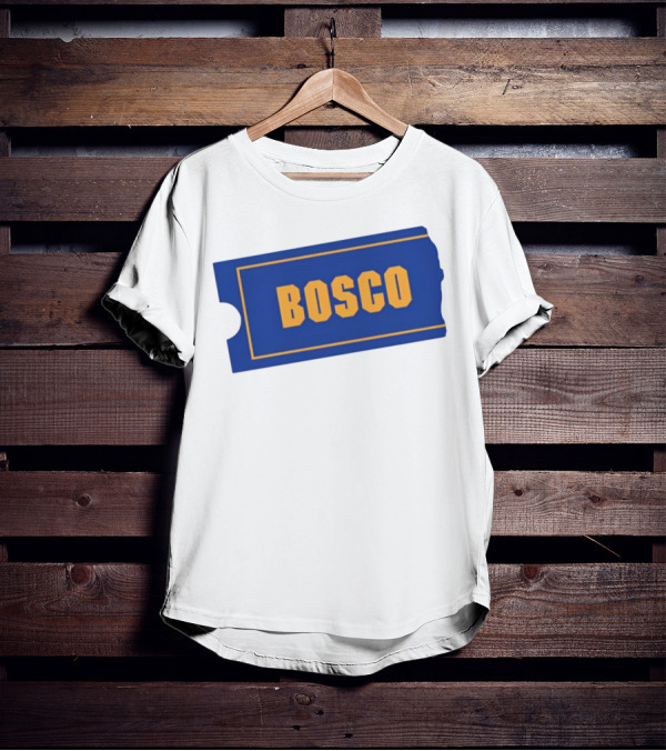 Bosco Blue Ticket Style Bold Text Design T-Shirt