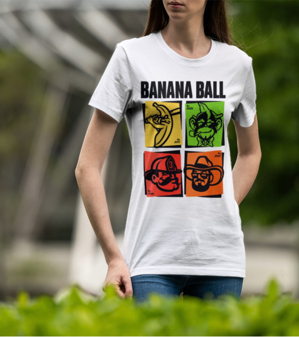 Banana Ball 2025 Cowboy Firefighter Joker Swordsman Icons Est 2016 2020 2024 2025 T-Shirt