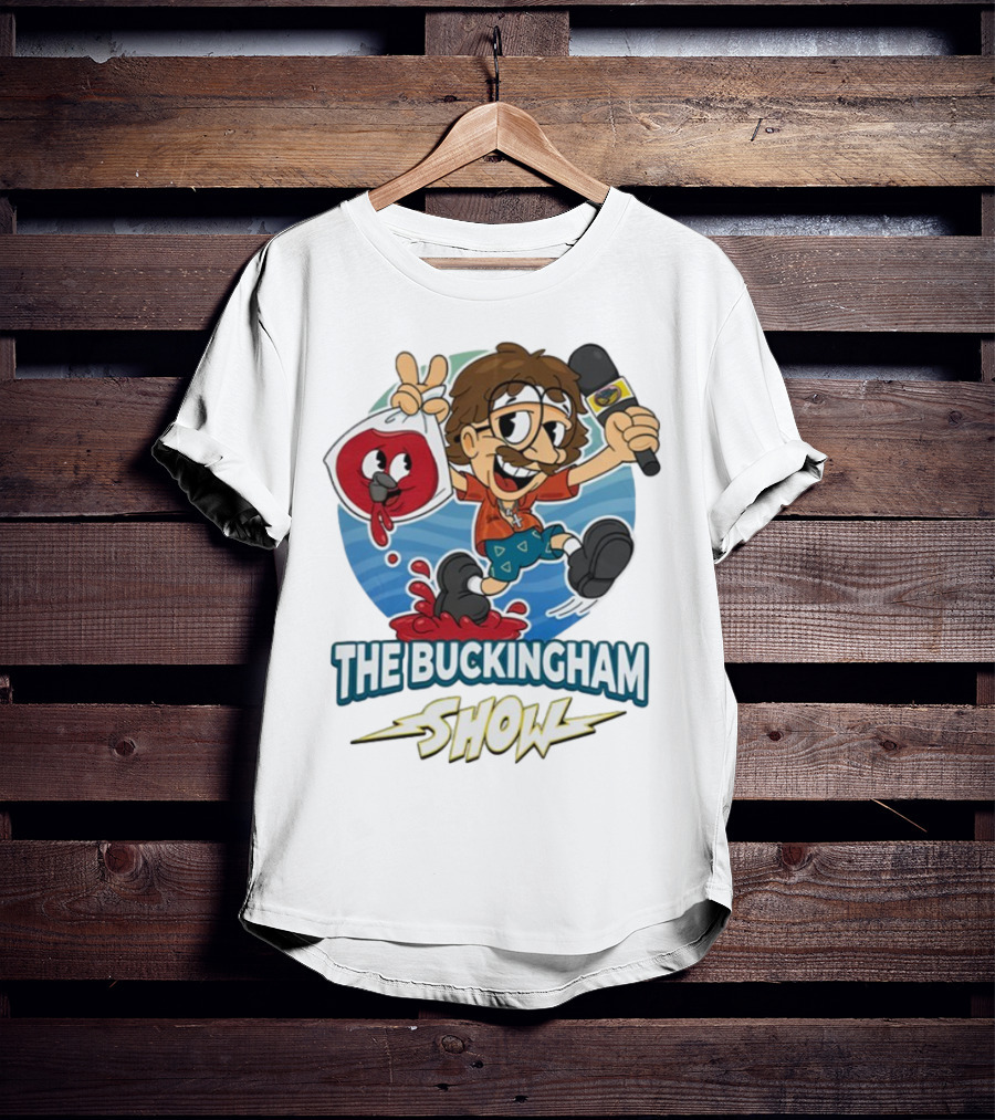 The Buckingham Show Bagged Wine Cartoon Character Fun Adventure T-Shirt