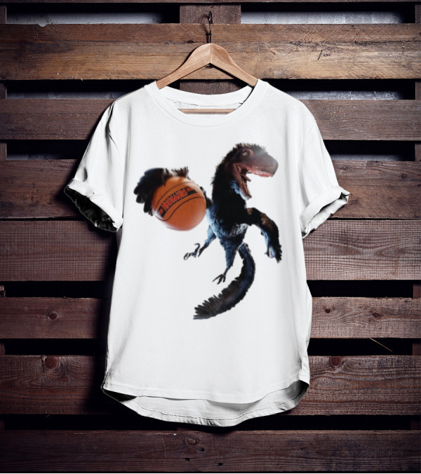 Deinonychus Basketball Dinosaurs Dunking Raptors T-Shirt