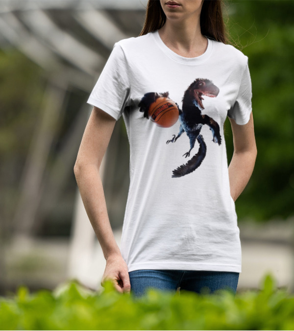 Deinonychus Basketball Dinosaurs Dunking Raptors T-Shirt