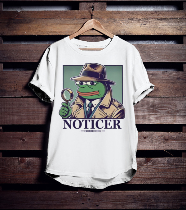 "Forbidden Pepe Noticer Magnifying Glass Detective" T-Shirt