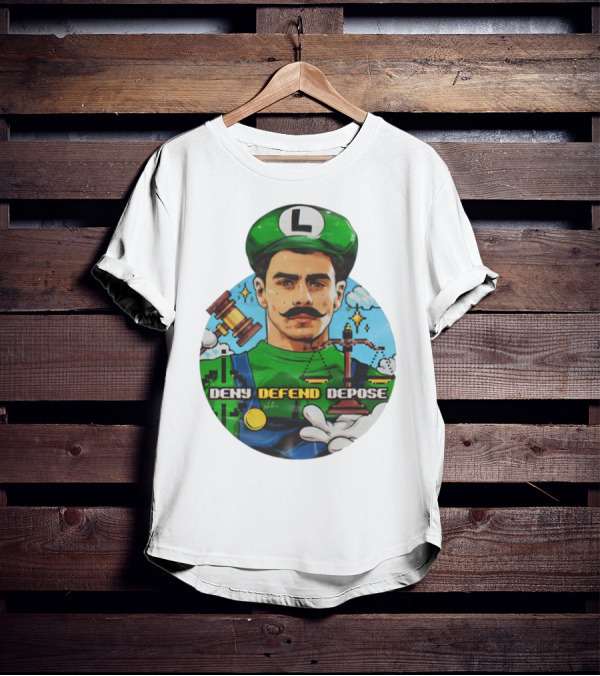 Luigi Mangione Deny Defend Depose Mario Bros Inspired Courtroom Adventure T-Shirt
