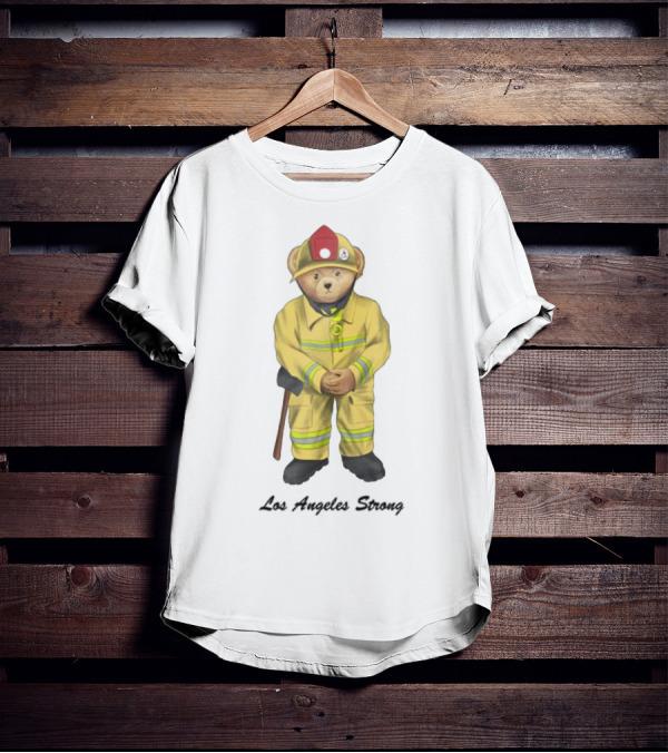 Michael Cherman Firefighter Bear Support Los Angeles Strong T-Shirt