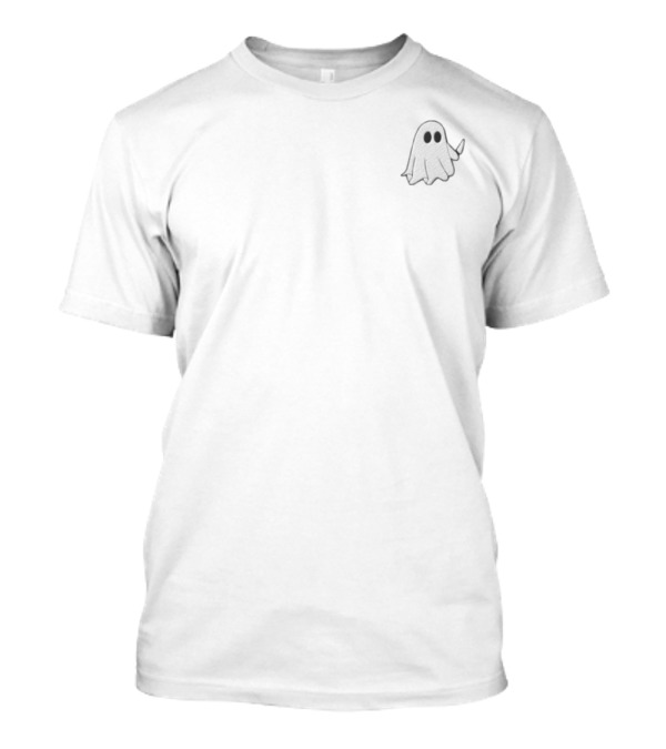 Murder With My Husband Ghosty Podcast Cute Ghost With Knife T-Shirt