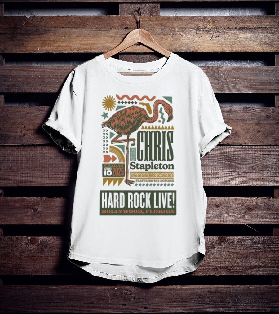 Chris Stapleton Hard Rock Live Hollywood Florida Friday 10 2025 Flamingo T-Shirt