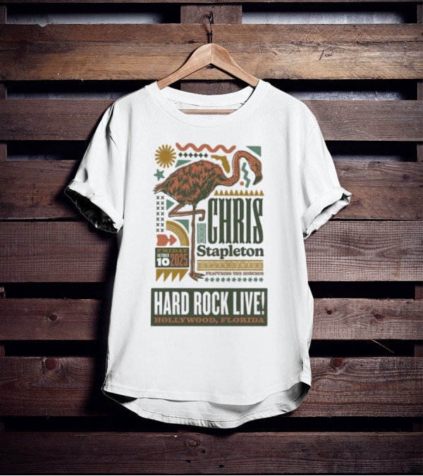 Chris Stapleton Hard Rock Live Hollywood Florida Friday 10 2025 Flamingo T-Shirt