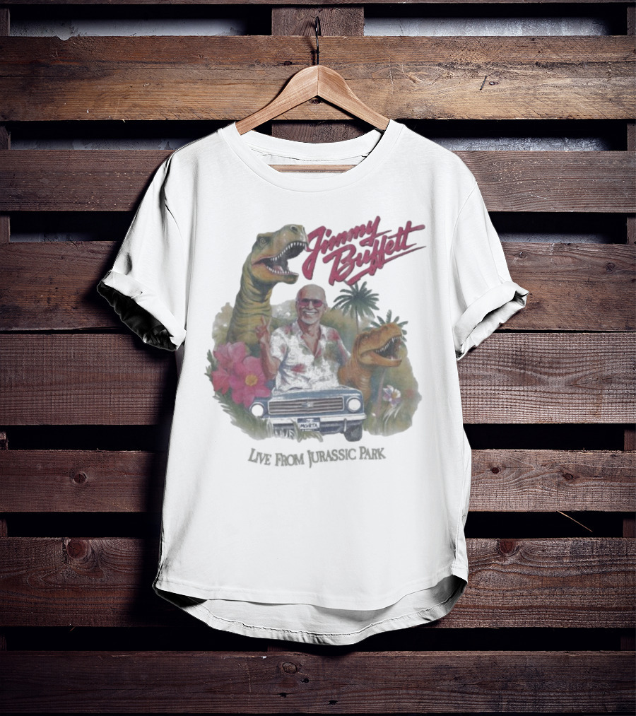 Jimmy Buffett Tropical Dino Adventure With T-Rex And Velociraptor T-Shirt