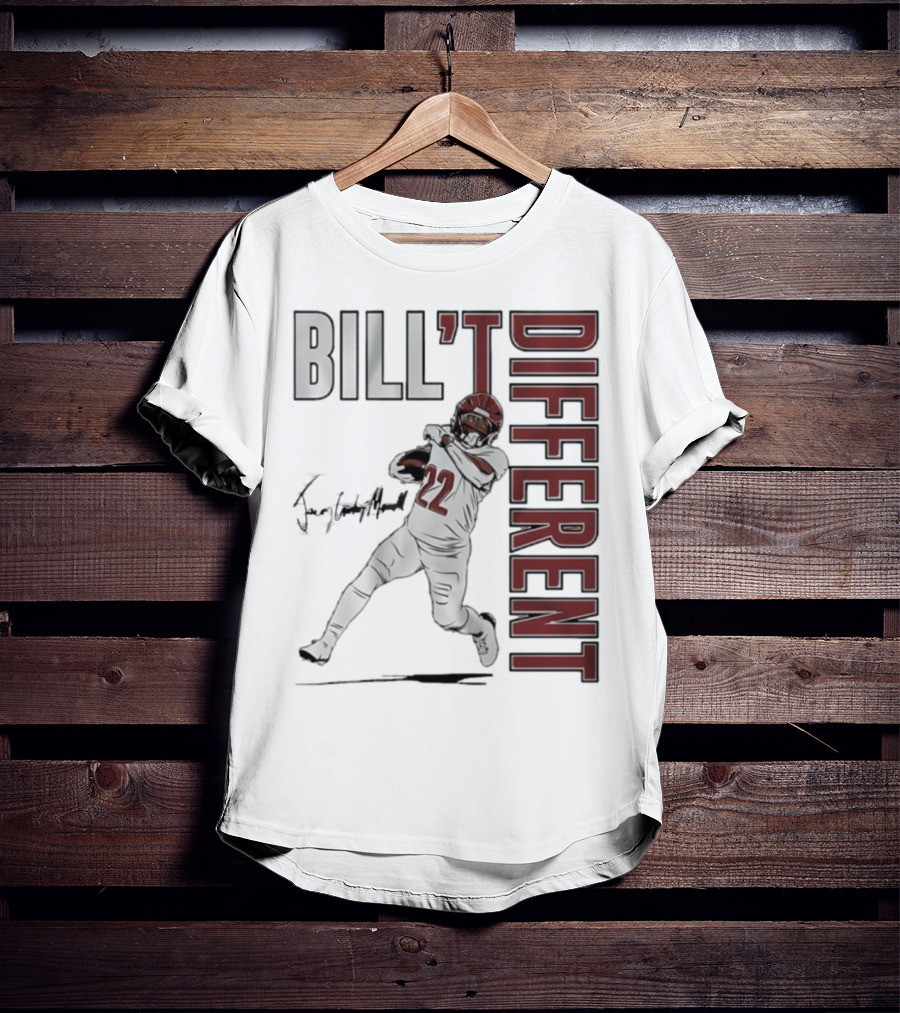 Jacory Croskey-Merritt Bill’t Different Number 22 Football Signature T-Shirt
