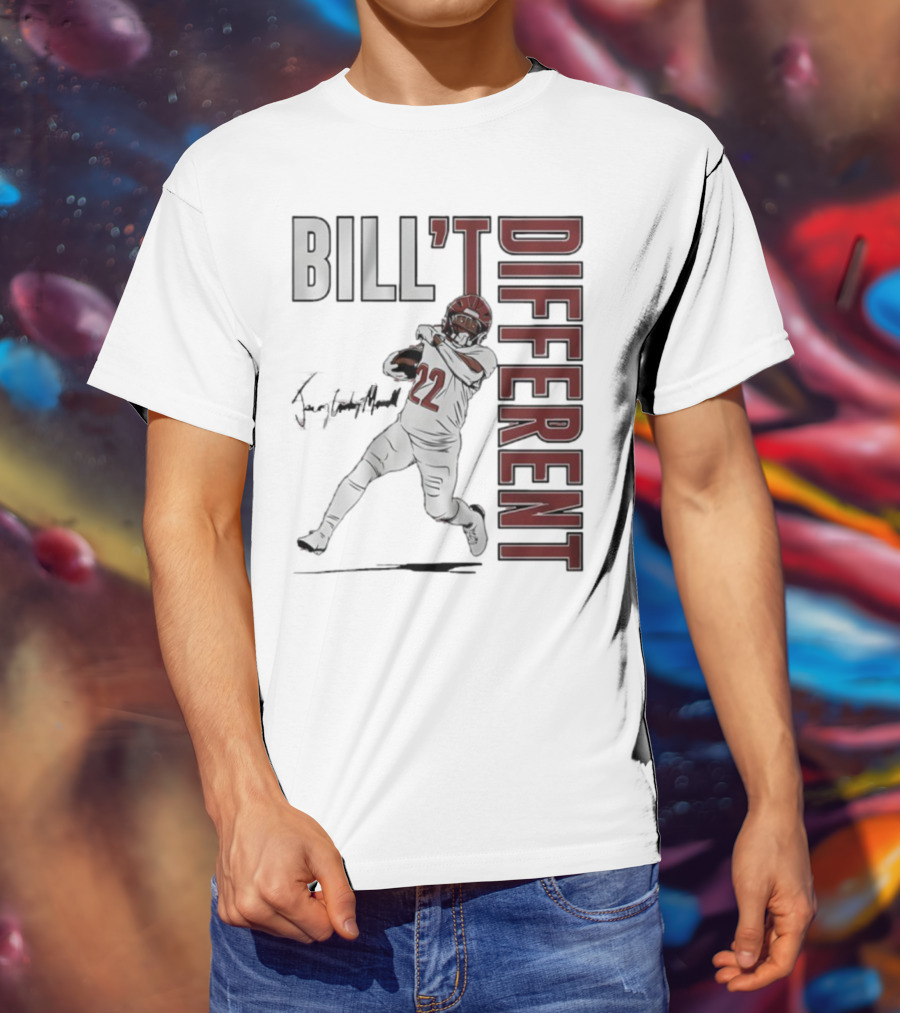 Jacory Croskey-Merritt Bill’t Different Number 22 Football Signature T-Shirt