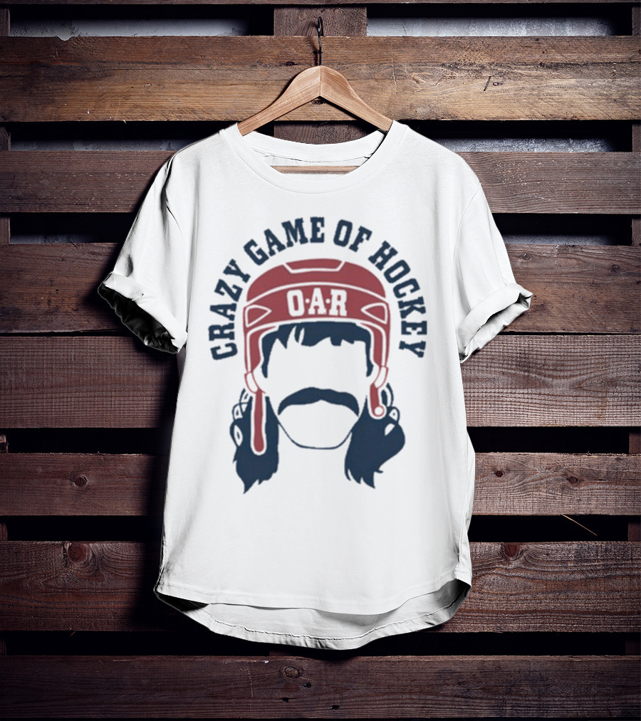 OAR Crazy Game Of Hockey Helmet Retro Style T-Shirt