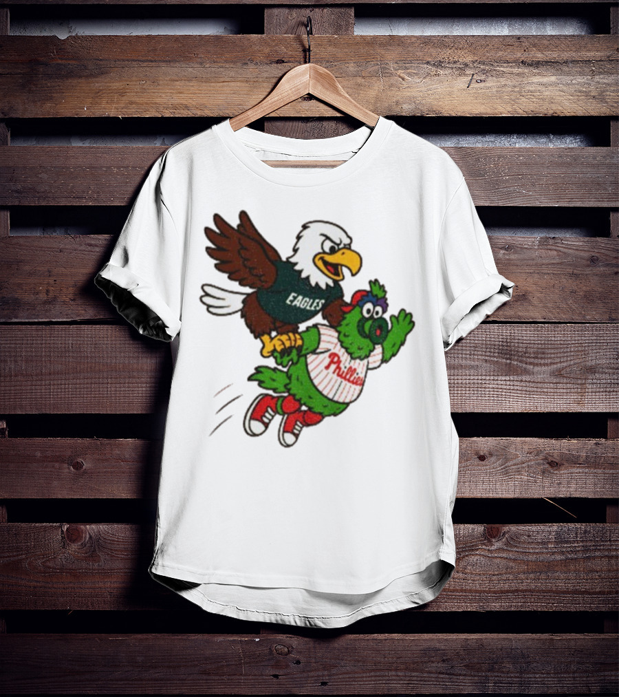 Philadelphia Eagles Swoop And Phillies Phanatic Mascot Team Up Fun T-Shirt