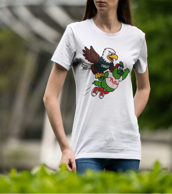 Philadelphia Eagles Swoop And Phillies Phanatic Mascot Team Up Fun T-Shirt