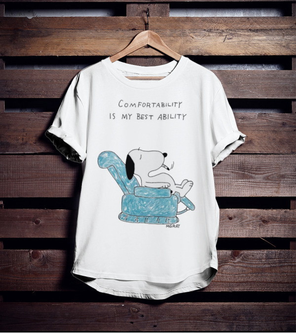 Snoopy Comfortability Is My Best Ability Relaxed Snoopy In Blue Chair T-Shirt