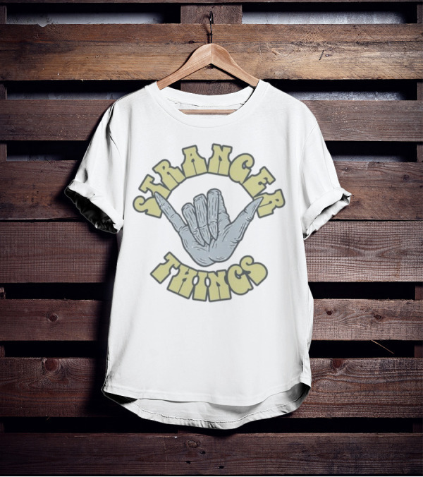 Stranger Things Skull Hand Gesture Graphic T-Shirt