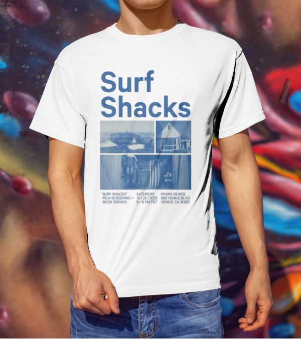 Surf Shacks Oct 25 2025 Venice CA Beach Surfboards Coastal Homes T-Shirt