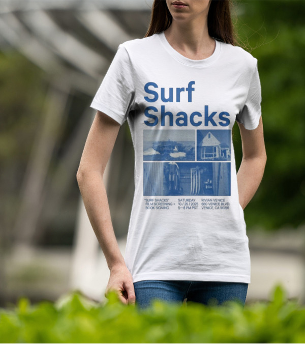 Surf Shacks Oct 25 2025 Venice CA Beach Surfboards Coastal Homes T-Shirt