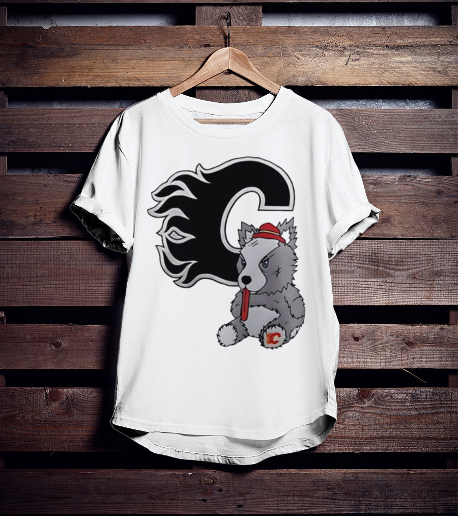 Calgary Flames Harvey The Hound With C Flame Logo T-Shirt