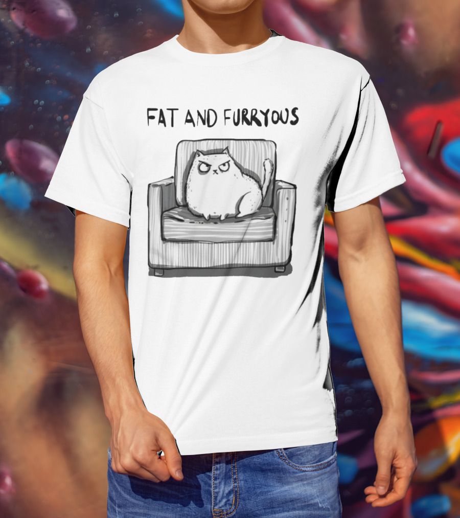 Fat And Furrous Cat On Chair T-Shirt