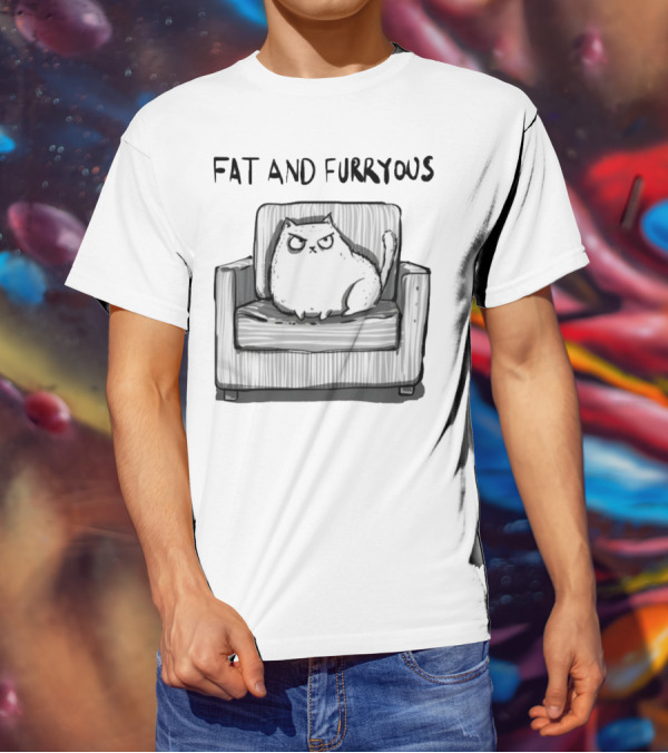 Fat And Furrous Cat On Chair T-Shirt