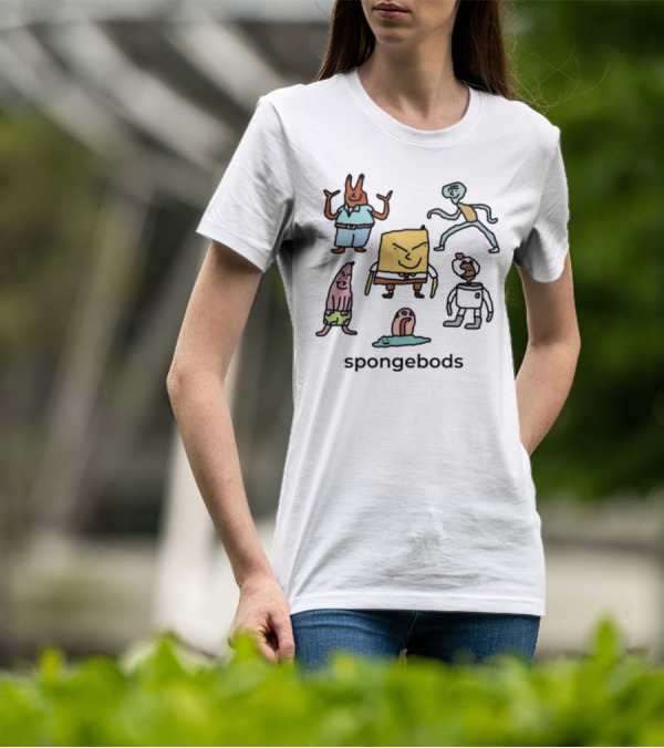 Dalesbits Spongebods Cartoon Character Lineup T-Shirt