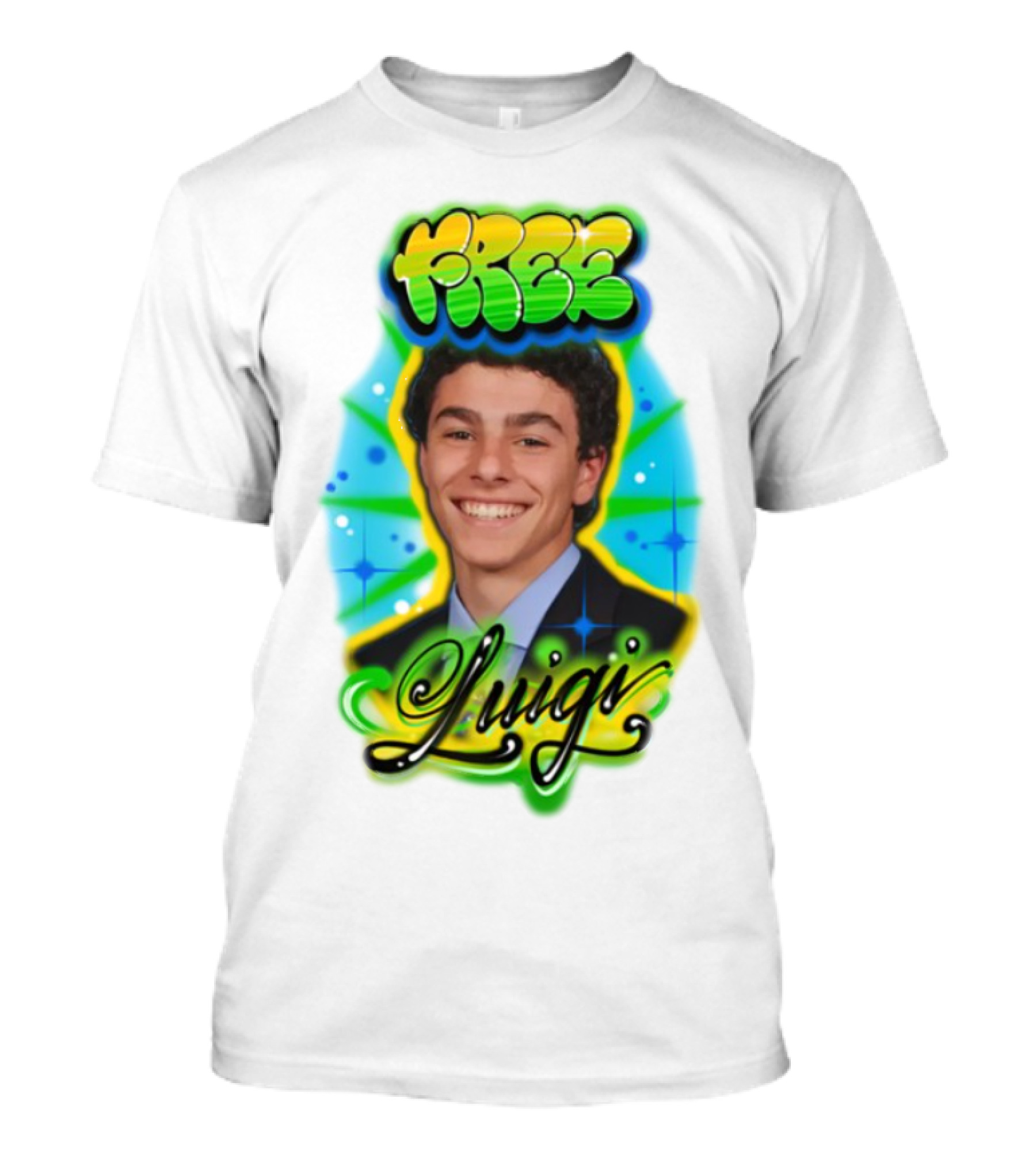 Free Luigi Colorful Airbrush Style T-Shirt