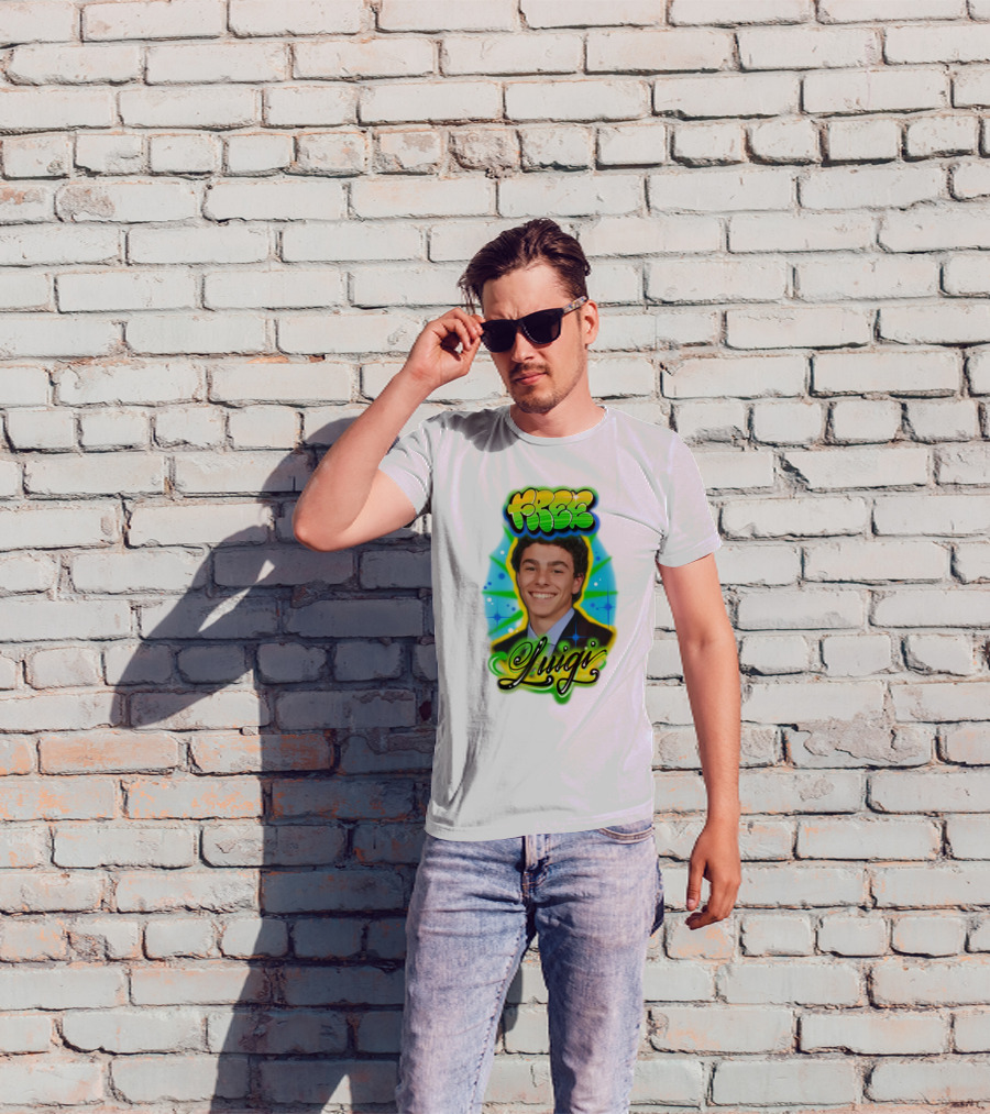 Free Luigi Colorful Airbrush Style T-Shirt