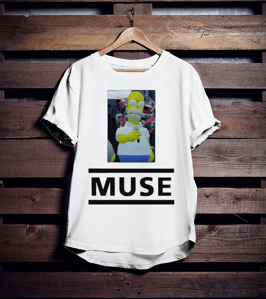Homer Simpson Holding Microphone Muse Band Crossover T-Shirt