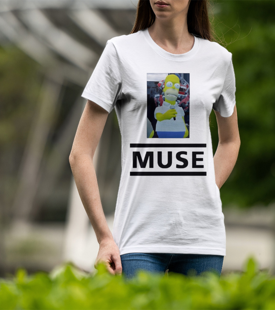 Homer Simpson Holding Microphone Muse Band Crossover T-Shirt
