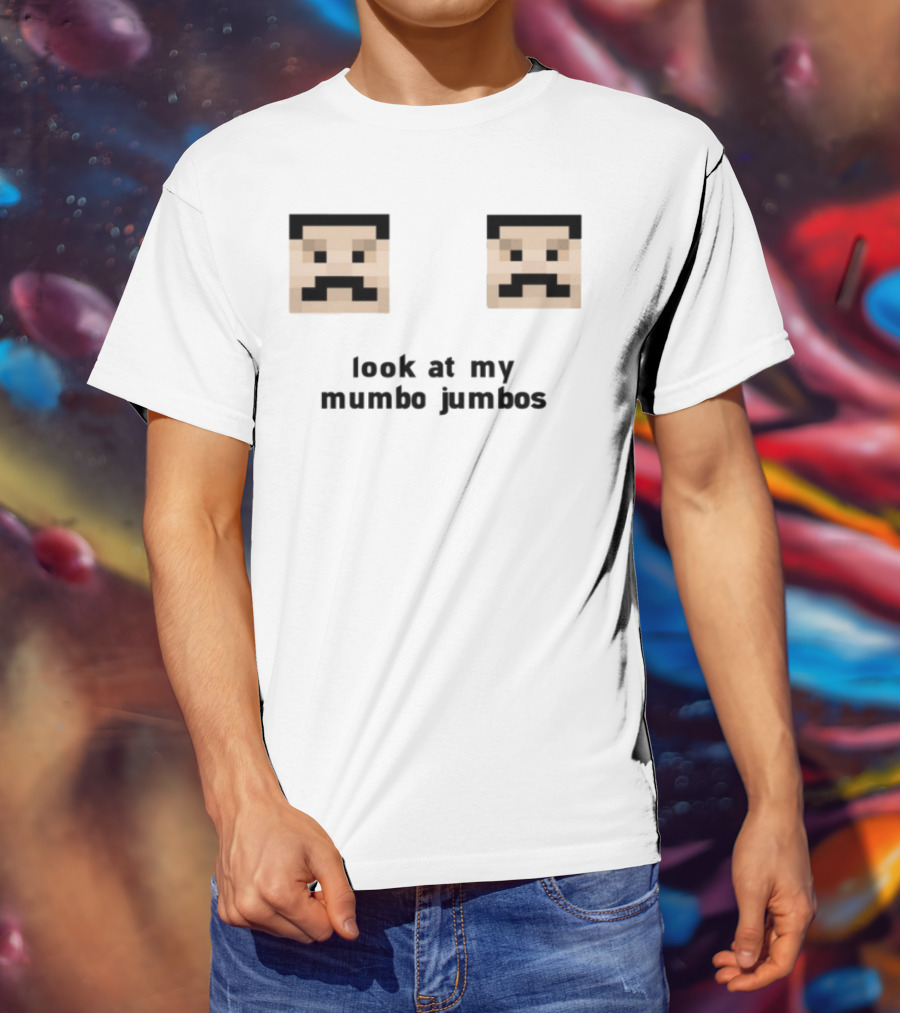 Minecraft Pixel Art Mustache Faces Look At My Mumbo Jumbos T-Shirt