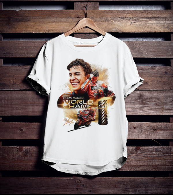 Marc Márquez 2025 MotoGP World Champion Ducati Lenovo Team Grand Prix Signature T-Shirt