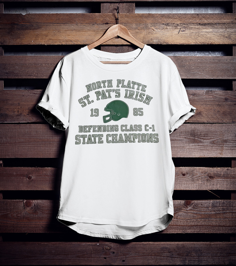 North Platte St. Pat's Irish 1985 Defending Class C-1 State Champions T-Shirt