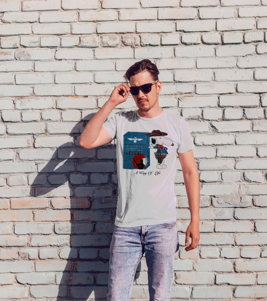 Snoopy Natural American Spirit A Way Of Life Cowboy Blue T-Shirt