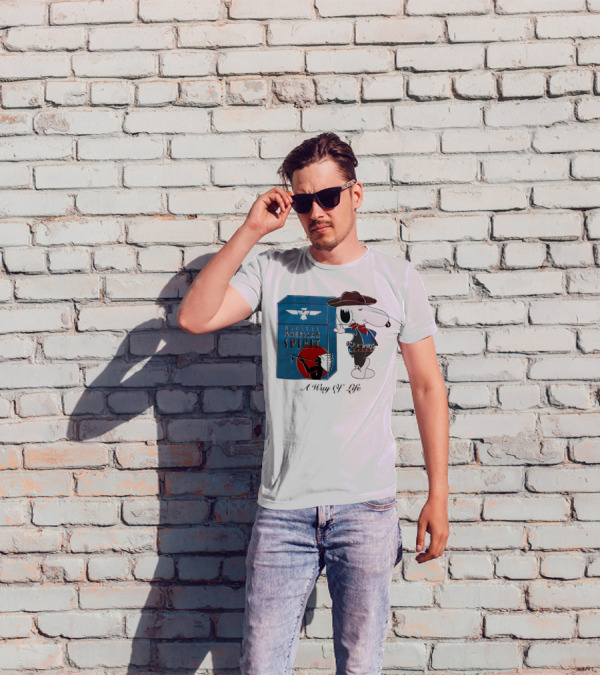 Snoopy Natural American Spirit A Way Of Life Cowboy Blue T-Shirt