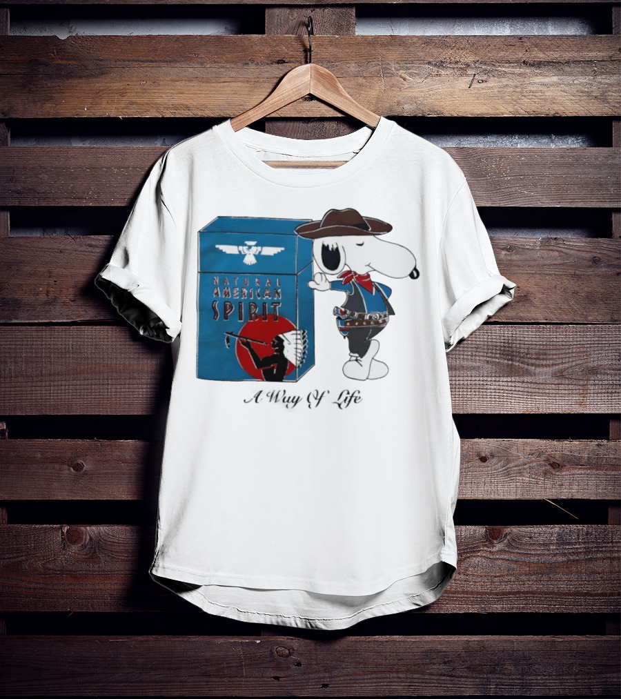 Snoopy Natural American Spirit A Way Of Life Cowboy Blue T-Shirt