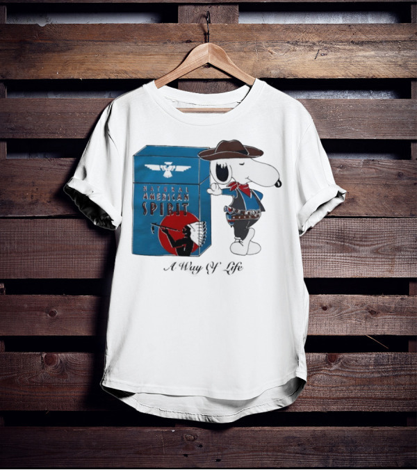 Snoopy Natural American Spirit A Way Of Life Cowboy Blue T-Shirt