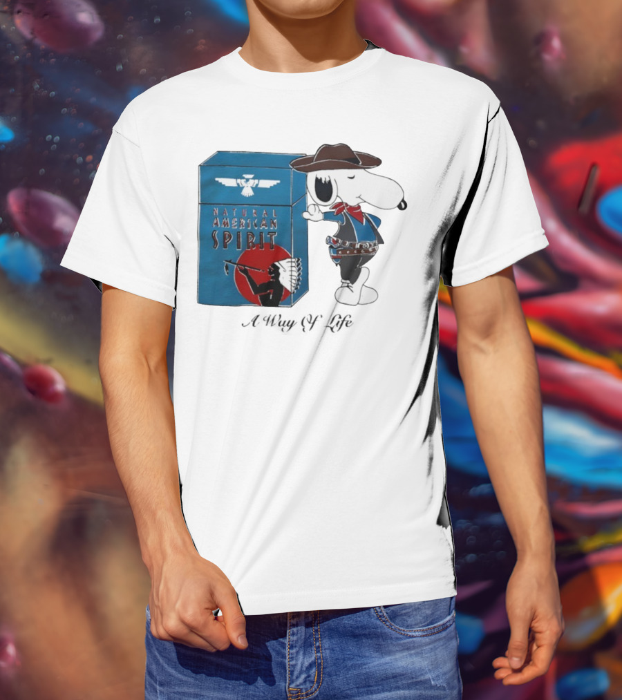 Snoopy Natural American Spirit A Way Of Life Cowboy Blue T-Shirt