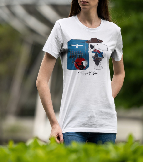 Snoopy Natural American Spirit A Way Of Life Cowboy Blue T-Shirt