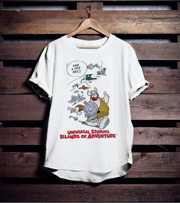Universal Studios Islands Of Adventure Viking Have A Nice Day Vintage Cartoon T-Shirt