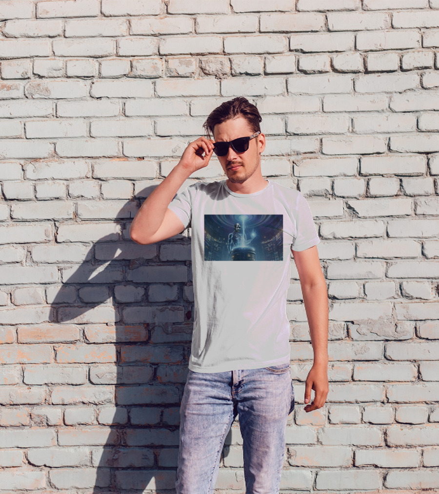 0Xerrl George Droyd Reactor Futuristic Cyborg Cosmos Lightning Energy Sphere T-Shirt