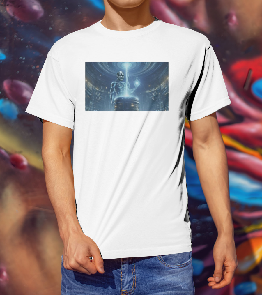 0Xerrl George Droyd Reactor Futuristic Cyborg Cosmos Lightning Energy Sphere T-Shirt
